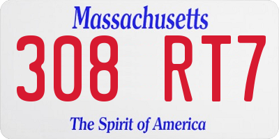 MA license plate 308RT7