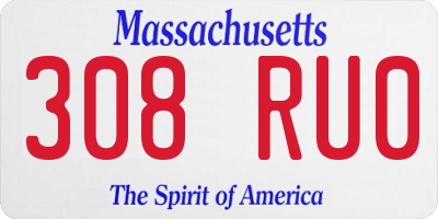MA license plate 308RU0