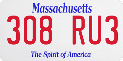 MA license plate 308RU3