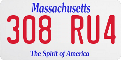 MA license plate 308RU4