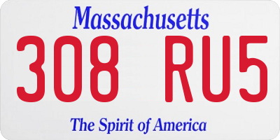 MA license plate 308RU5