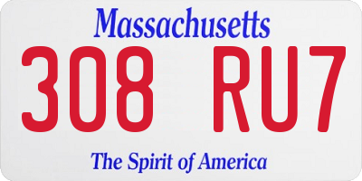 MA license plate 308RU7