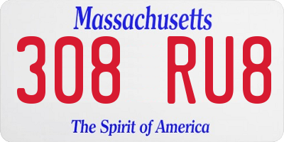 MA license plate 308RU8
