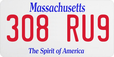 MA license plate 308RU9