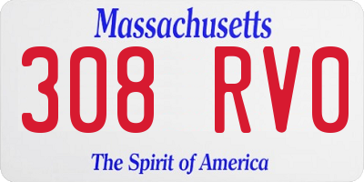 MA license plate 308RV0