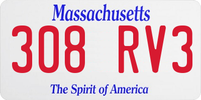 MA license plate 308RV3