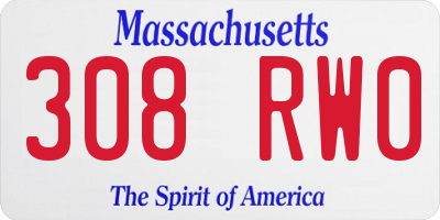 MA license plate 308RW0