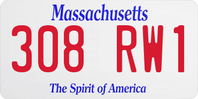 MA license plate 308RW1
