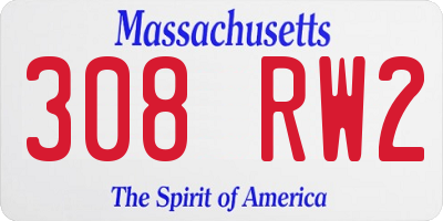 MA license plate 308RW2