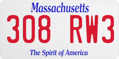 MA license plate 308RW3