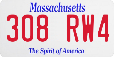 MA license plate 308RW4