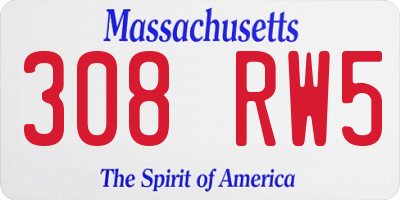 MA license plate 308RW5