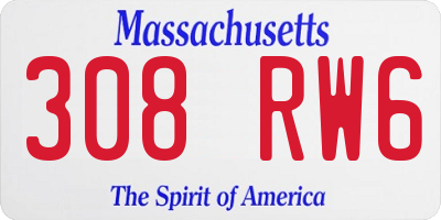 MA license plate 308RW6