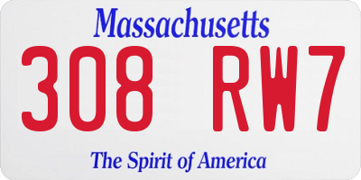 MA license plate 308RW7