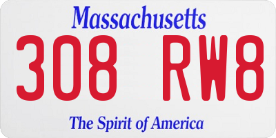 MA license plate 308RW8