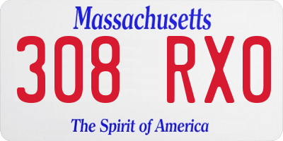 MA license plate 308RX0