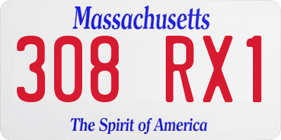 MA license plate 308RX1