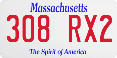 MA license plate 308RX2