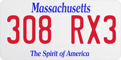 MA license plate 308RX3