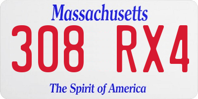 MA license plate 308RX4