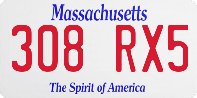 MA license plate 308RX5