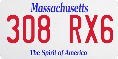 MA license plate 308RX6
