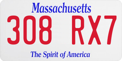 MA license plate 308RX7