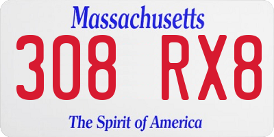 MA license plate 308RX8