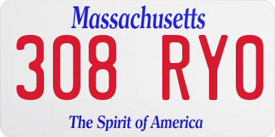 MA license plate 308RY0