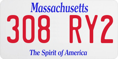 MA license plate 308RY2