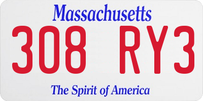 MA license plate 308RY3