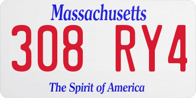 MA license plate 308RY4