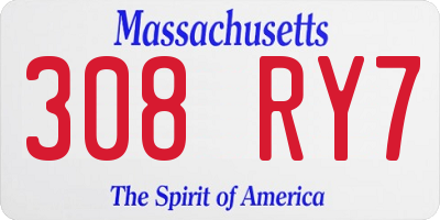 MA license plate 308RY7