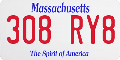 MA license plate 308RY8