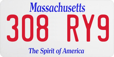 MA license plate 308RY9