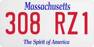 MA license plate 308RZ1