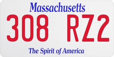 MA license plate 308RZ2