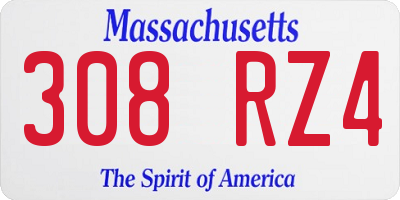 MA license plate 308RZ4