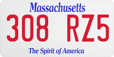 MA license plate 308RZ5