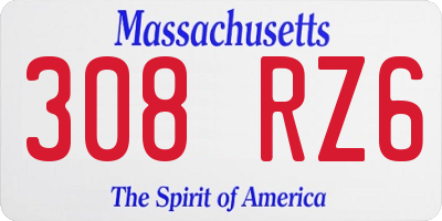 MA license plate 308RZ6