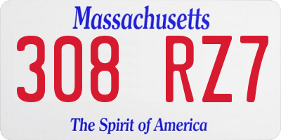 MA license plate 308RZ7