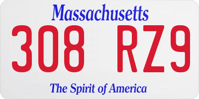 MA license plate 308RZ9
