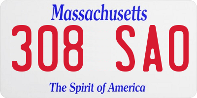 MA license plate 308SA0