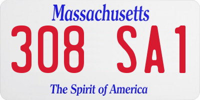 MA license plate 308SA1