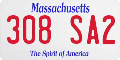 MA license plate 308SA2