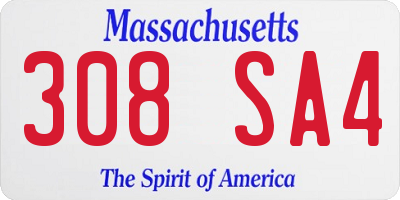 MA license plate 308SA4