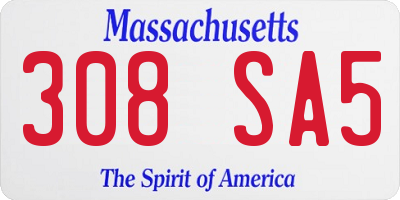 MA license plate 308SA5