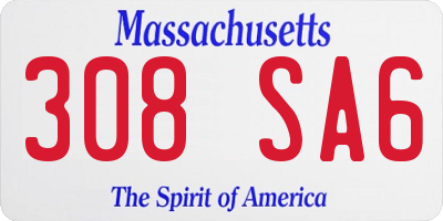 MA license plate 308SA6