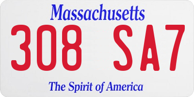 MA license plate 308SA7
