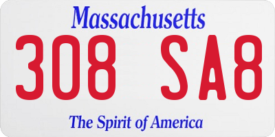 MA license plate 308SA8